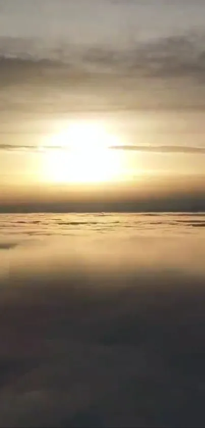 Golden sunset over a sea of clouds viewed from above.