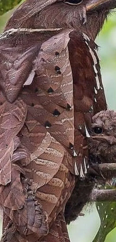 Bird with intricate brown feathers blending into nature.