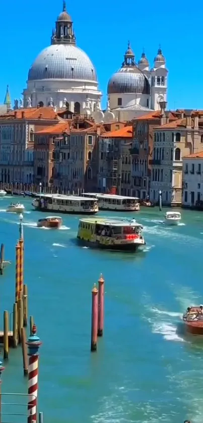 View of Venice's Canal Grande with historic buildings and boats.