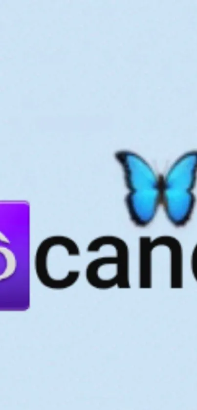 Cancer zodiac sign with butterfly on a soft light blue background.