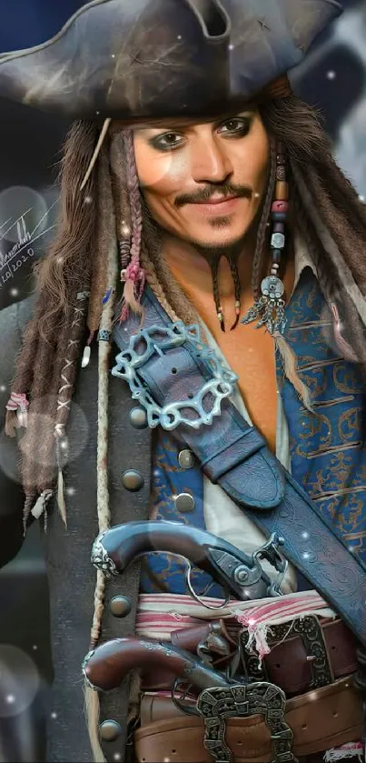 Pirate captain in detailed attire HD wallpaper.