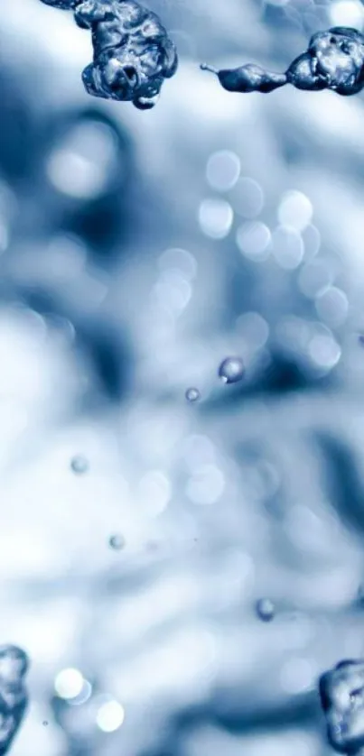 Close-up of water droplets in blue hues creating a tranquil background.