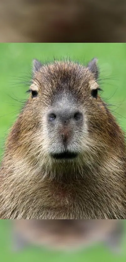 Capybara close-up in lush green setting, perfect for nature lovers.