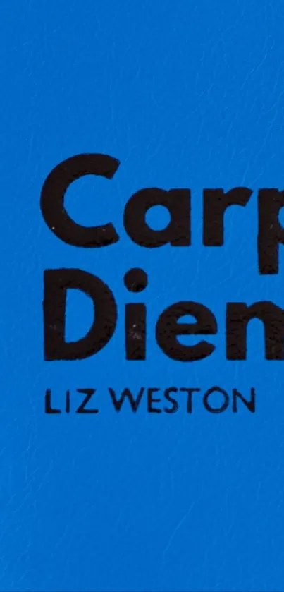 Carpe Diem motivational text on blue background.