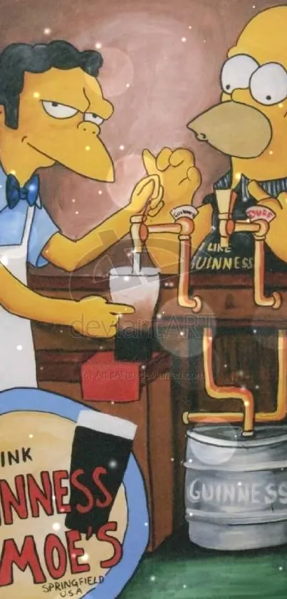 Cartoon characters at a bar enjoying a humorous drink scene.