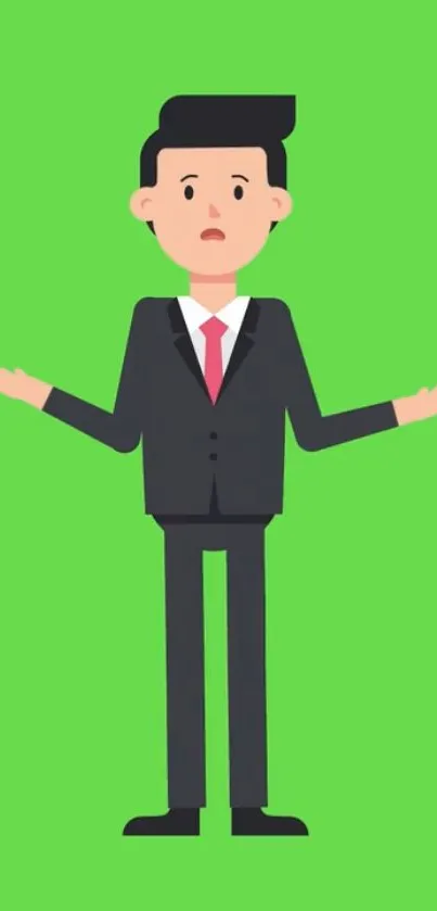 Cartoon businessman with green background illustration.