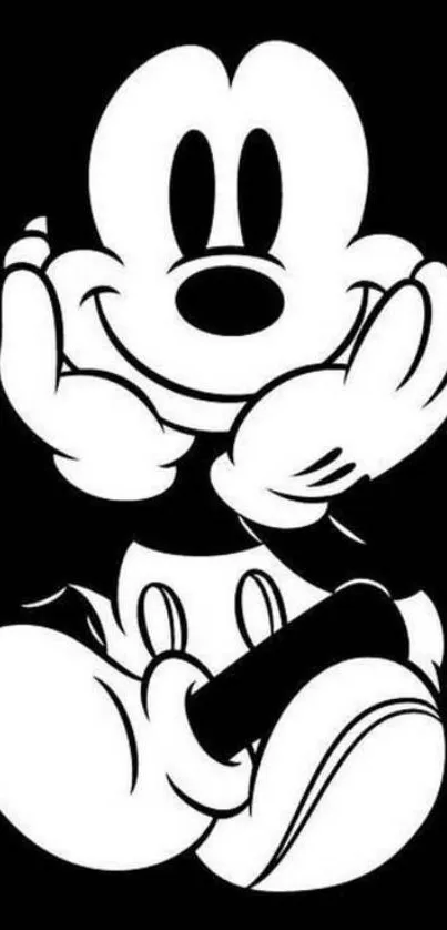 Black and white wallpaper of a classic cartoon character.