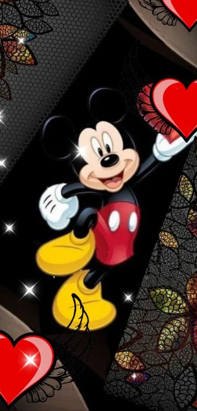 Vibrant cartoon character with heart design on a mobile wallpaper background.