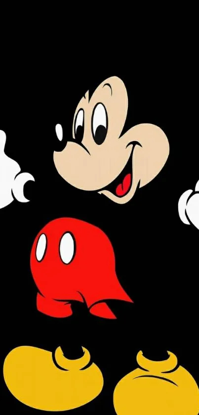 Cartoon character on a black background wallpaper for mobile.