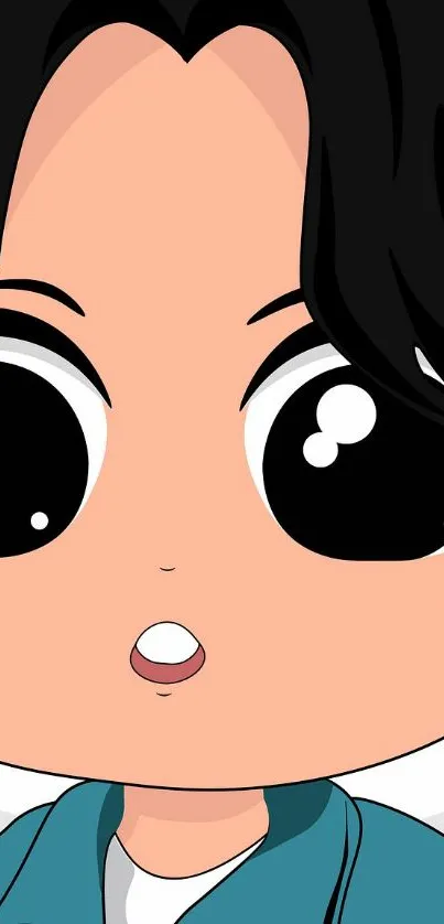 Cute cartoon character with big eyes.