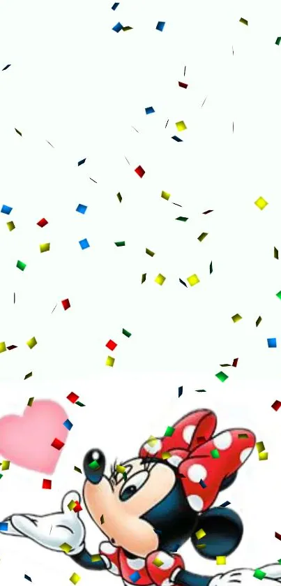 Cartoon character with confetti background.