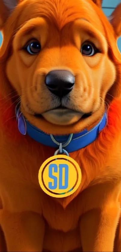 Cartoon dog with blue collar mobile wallpaper.