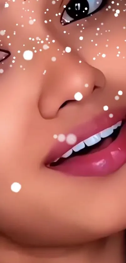 Anime-style face with snowflakes.