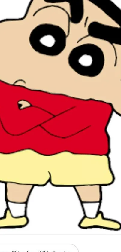 Cartoon character with red shirt and yellow shorts wallpaper.