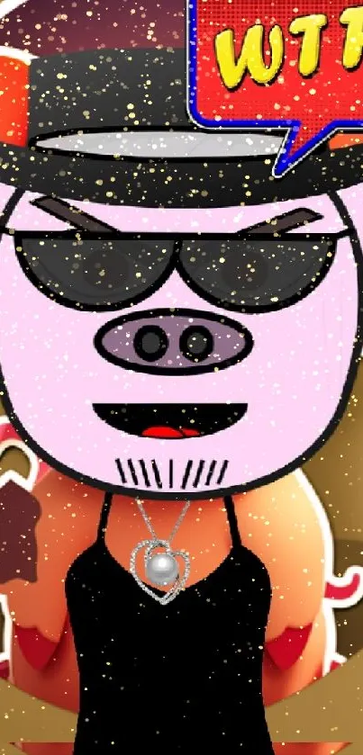 Stylish cartoon pig with fedora and attitude.