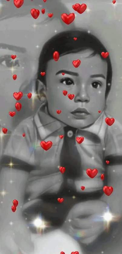 Artistic cartoon child portrait with starry effects