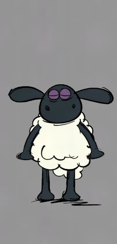 Cartoon sheep on a gray background, perfect for a cute phone wallpaper.