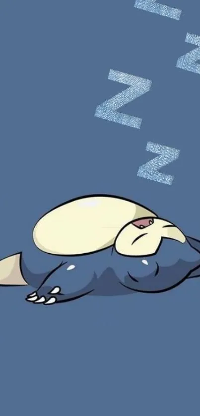 Cute cartoon character sleeping with Zs on a blue background.