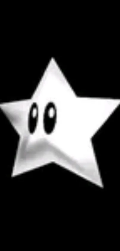 Black and white cartoon star on a dark background mobile wallpaper.