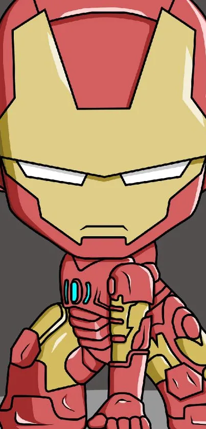 Cartoon red and gold armored character wallpaper.