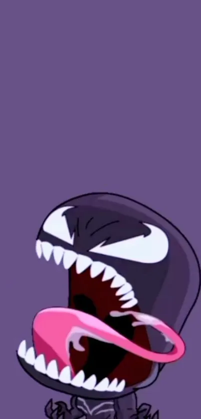 Cartoon Venom wallpaper with dark purple background.