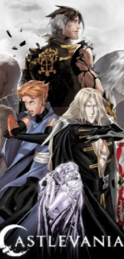 Castlevania anime wallpaper with iconic characters in dramatic poses.