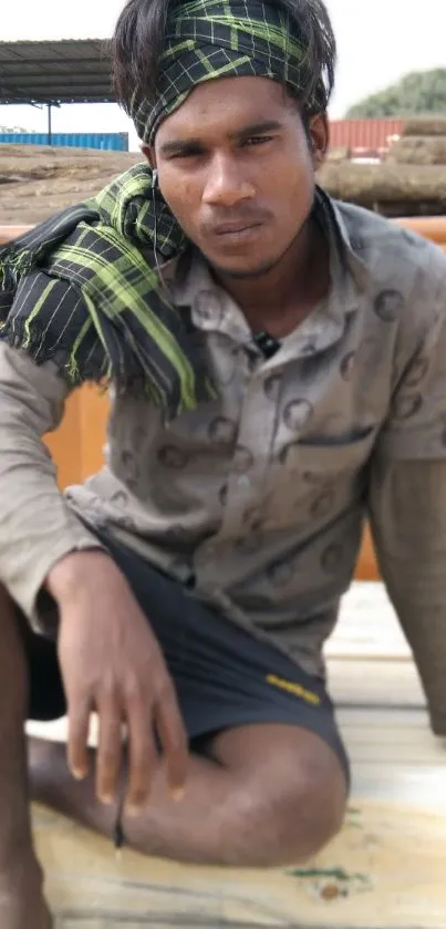 Casual portrait of a young man seated outdoors in natural setting.