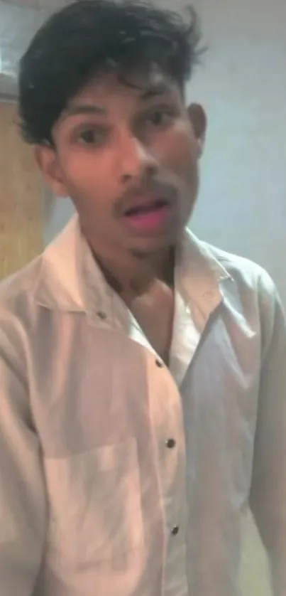 Casual portrait of a man in a white shirt.