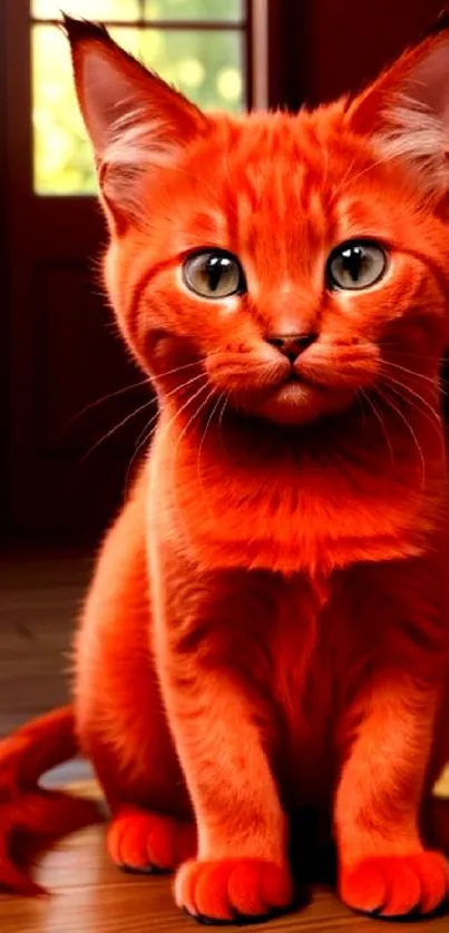 Realistic orange cat wallpaper with vibrant colors.