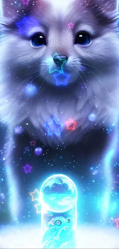 Cat Light Blue Live Wallpaper