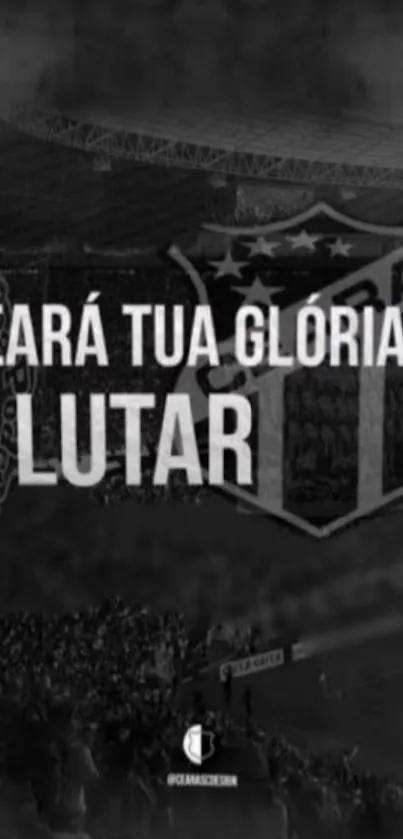 Ceará football team black and white wallpaper with bold text and stadium backdrop.