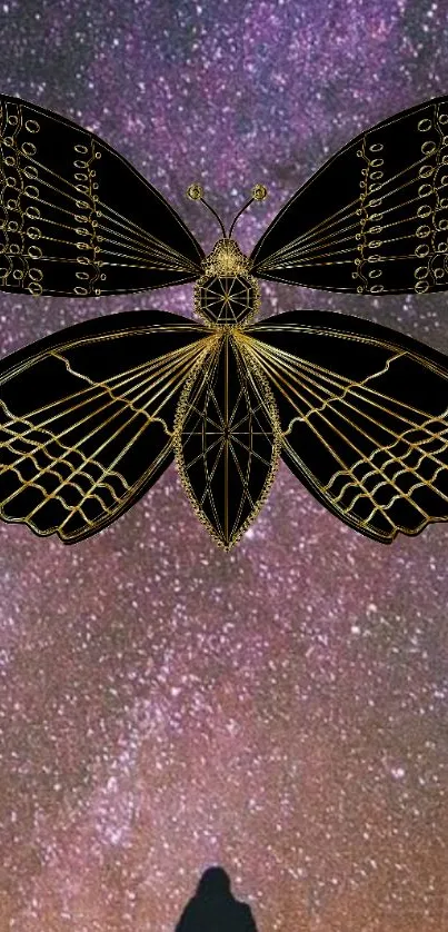 Intricate butterfly overlaying a vibrant starry sky, creating a celestial vibe.