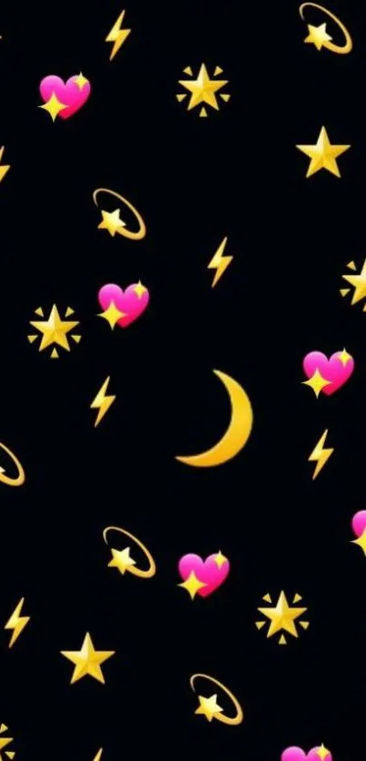 Vibrant celestial emojis on a dark background.