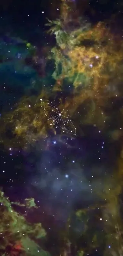 Colorful galaxy wallpaper with stars and cosmic clouds.