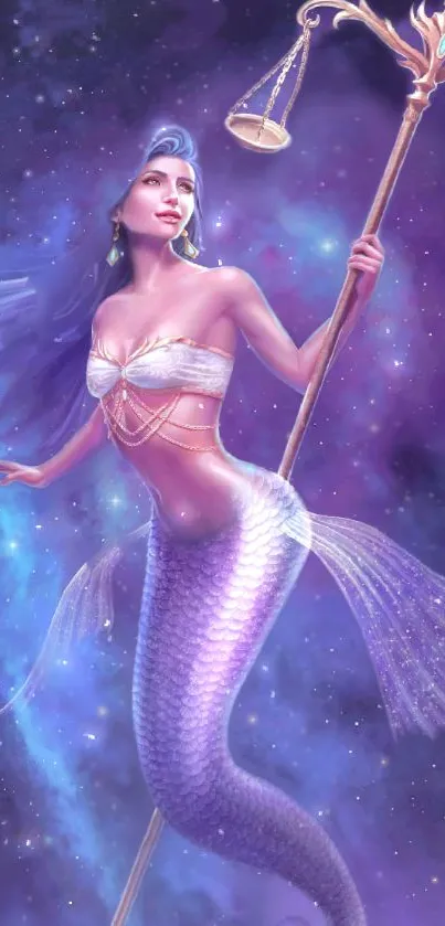 Celestial fantasy mermaid in a cosmic setting.