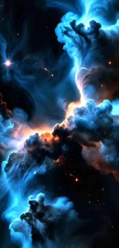 Vibrant celestial nebula with blue hues.