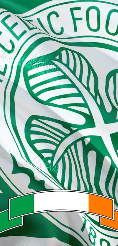 Celtic Football Club emblem on vibrant wallpaper.