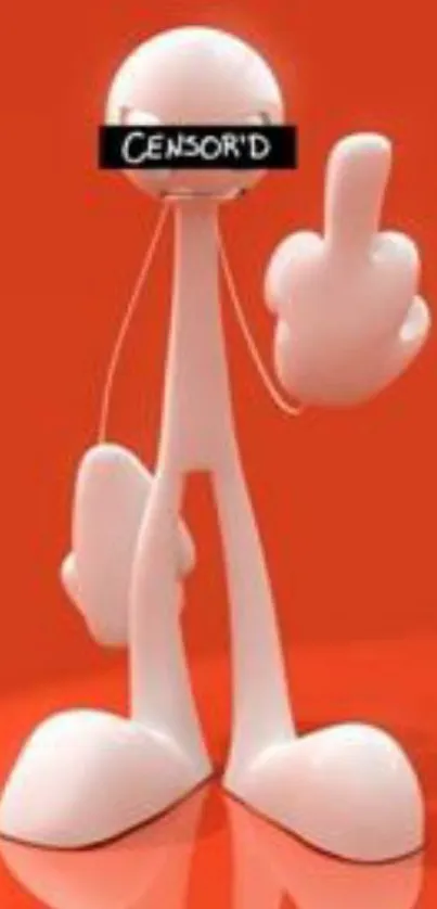 Censored cartoon character on orange background.