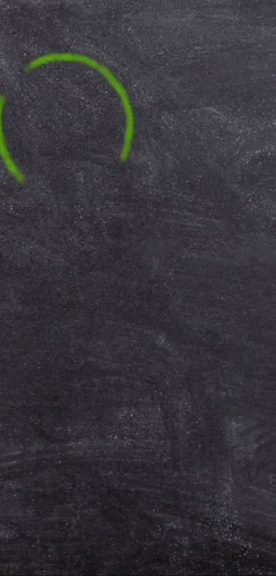 Chalkboard wallpaper with green circle on dark background for mobile display.