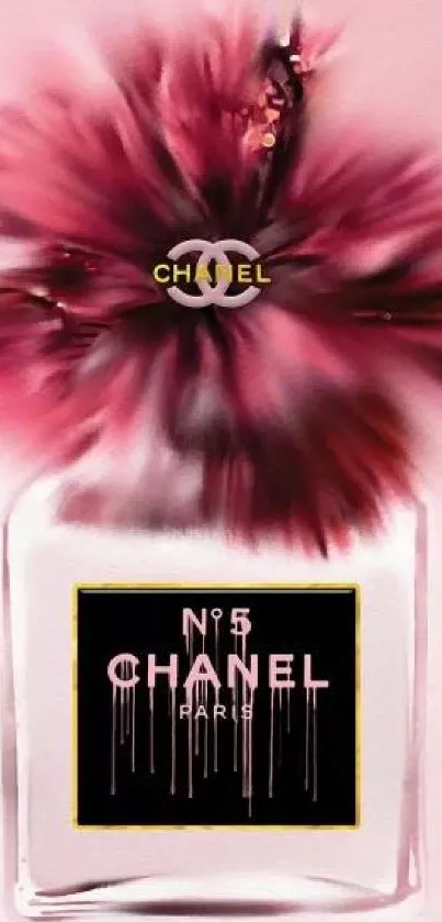 Chanel perfume pink and black artistic wallpaper for mobile phones.