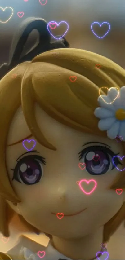 Charming anime figure with a cute and detailed design on a mobile wallpaper.