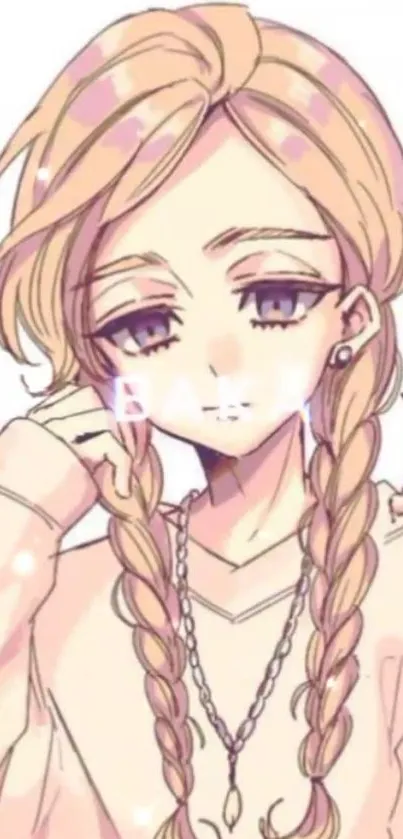 Anime girl with braids in pastel hues.