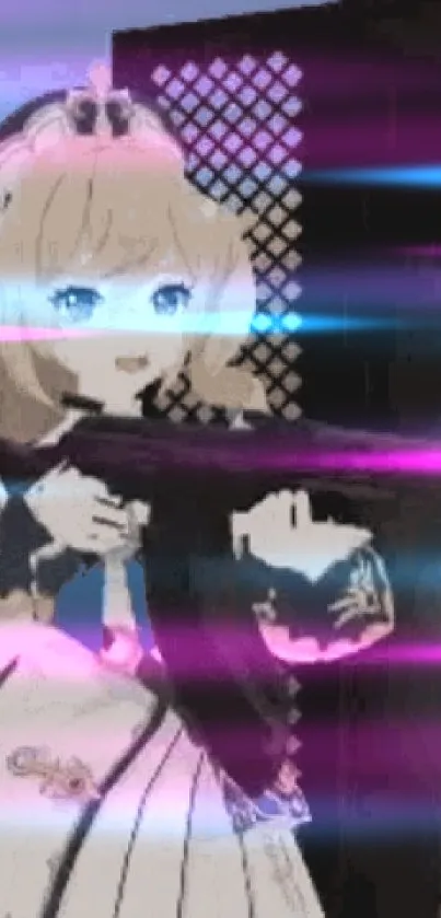 Anime character holding a gun in an animated desert scene.