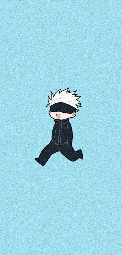 Chibi anime character on a light blue background.