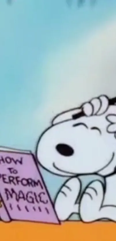 Cartoon character with magic book wallpaper.