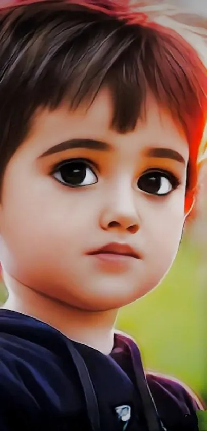 Digital art of a child with vibrant colors.