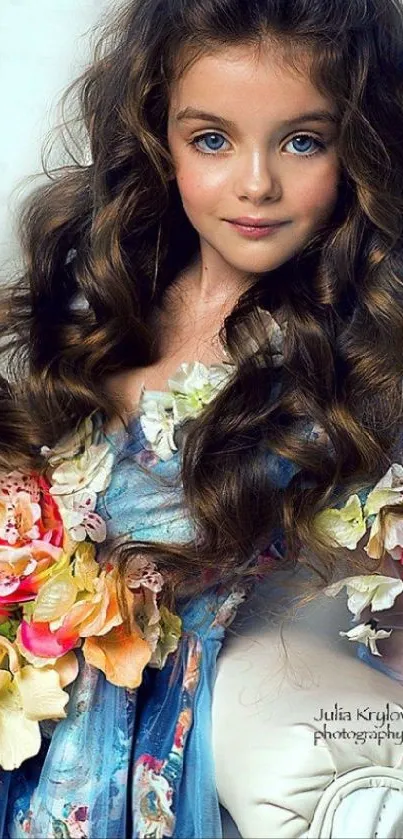 Elegant floral doll portrait mobile wallpaper.