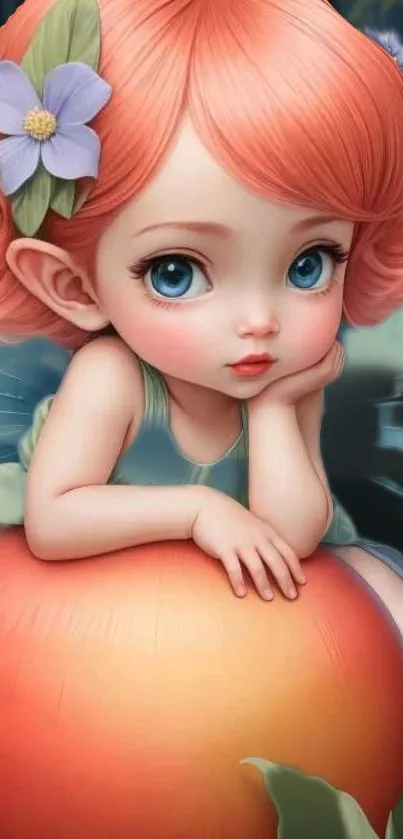 Charming fairy girl with orange hair.