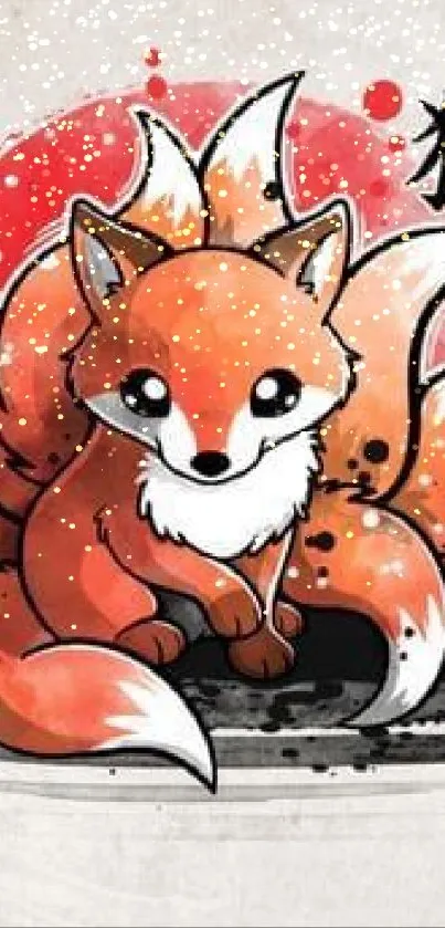 Charming fox illustration with artistic vibrant tones.