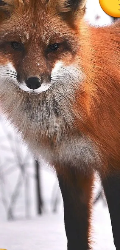 Charming fox with heart and kiss emoji, perfect for mobile wallpaper.